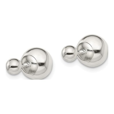 Sterling Silver Front-Back Ball Stud Earrings – view 3