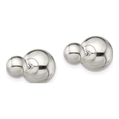 Sterling Silver Ball Front-Back Stud Earrings – view 3