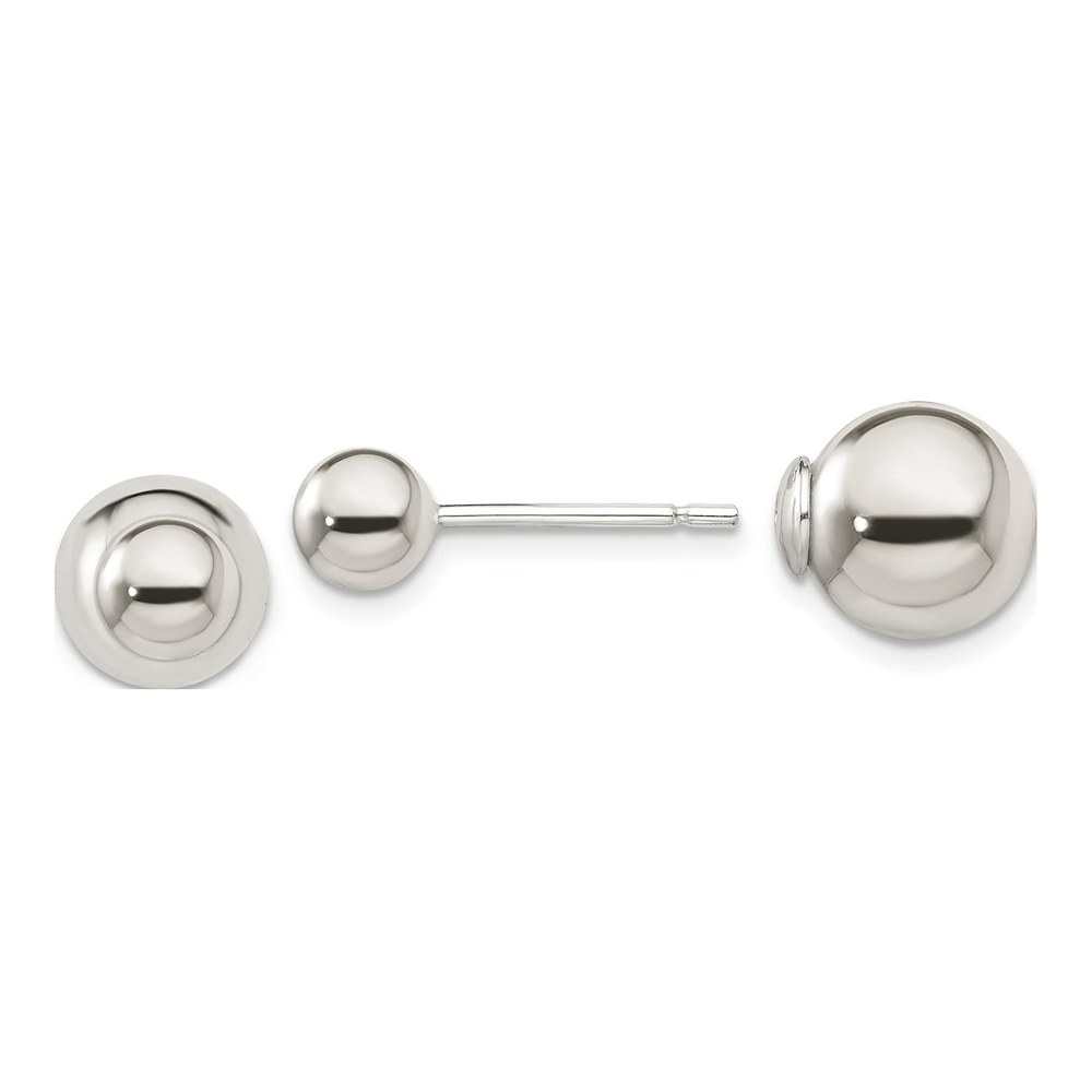 Sterling Silver Ball Front-Back Stud Earrings