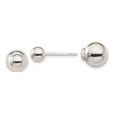 Sterling Silver Ball Front-Back Stud Earrings