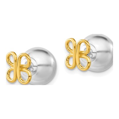 Gold-Plated Sterling Silver Butterfly Front Back Ball Stud Earrings – view 2
