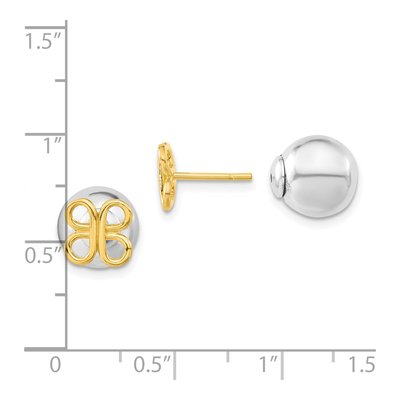 Gold-Plated Sterling Silver Butterfly Front Back Ball Stud Earrings – view 3