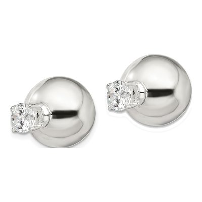 Sterling Silver CZ Front-Back Stud Earrings – view 3
