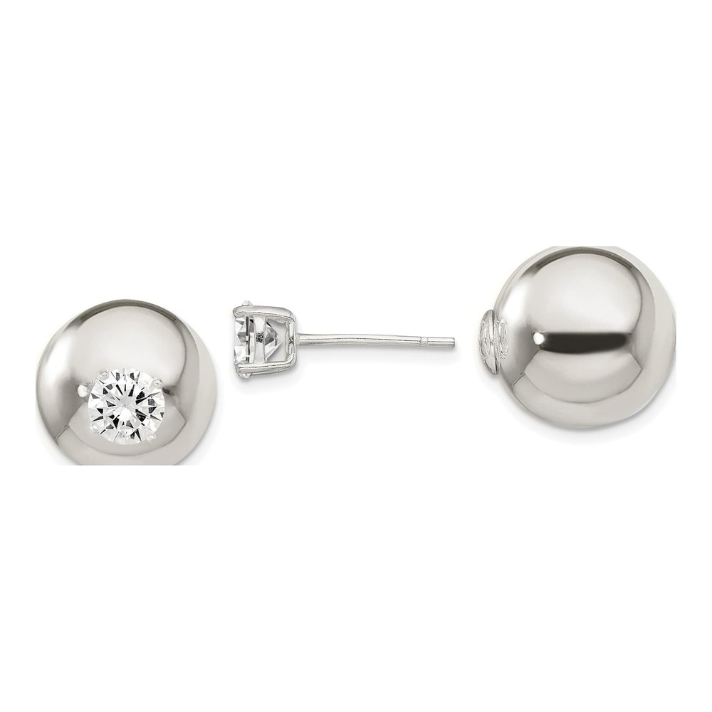 Sterling Silver CZ Front-Back Stud Earrings
