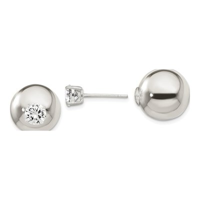 Sterling Silver CZ Front-Back Stud Earrings