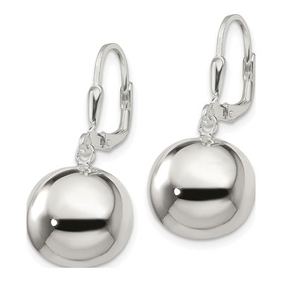 Sterling Silver Ball Leverback Earrings – view 3