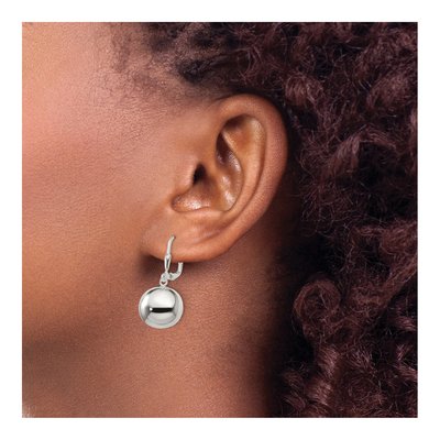 Sterling Silver Ball Leverback Earrings – view 4