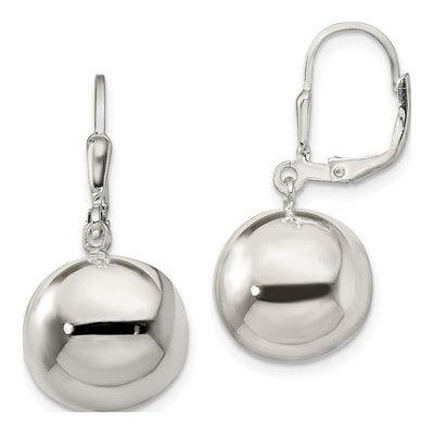 Sterling Silver Ball Leverback Earrings