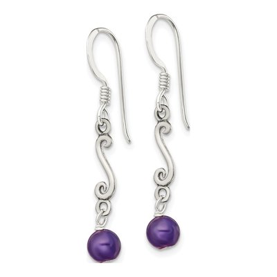 Sterling Silver Amethyst Swirl Dangle Earrings – view 3