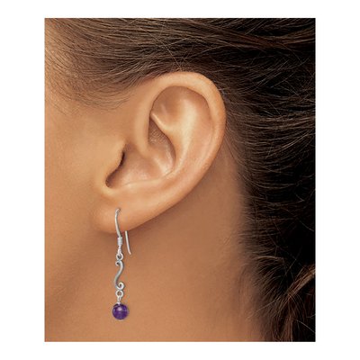 Sterling Silver Amethyst Swirl Dangle Earrings – view 4
