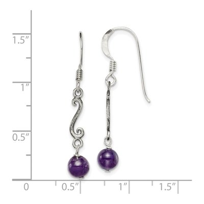 Sterling Silver Amethyst Swirl Dangle Earrings – view 5