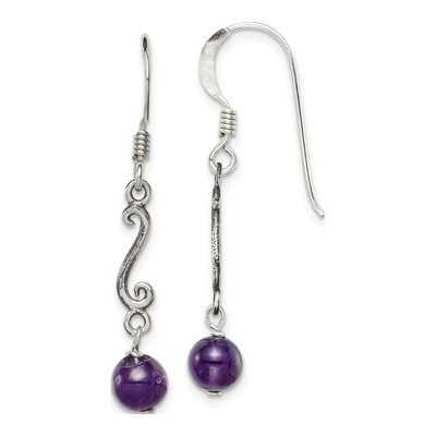 Sterling Silver Amethyst Swirl Dangle Earrings