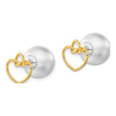 Gold-Plated Sterling Silver Knotted Hearts Front Back Ball Stud Earrings – view 2