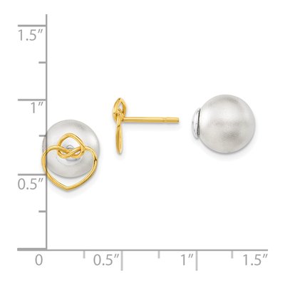 Gold-Plated Sterling Silver Knotted Hearts Front Back Ball Stud Earrings – view 3