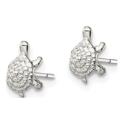 Sterling Silver Textured Turtle Stud Earrings – view 3