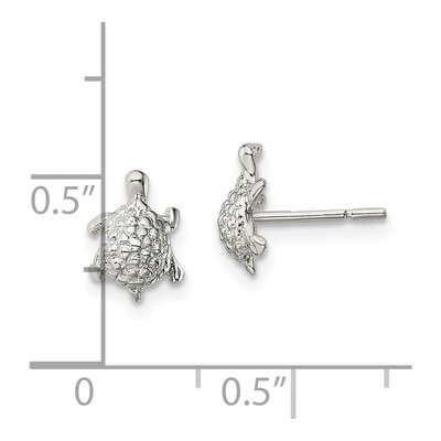 Sterling Silver Textured Turtle Stud Earrings – view 5