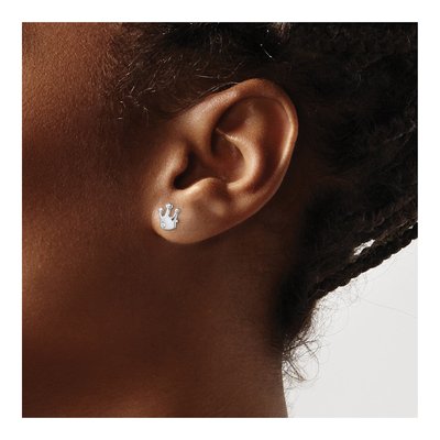 Sterling Silver CZ Crown Stud Earrings – view 4