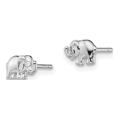 Sterling Silver CZ Elephant Stud Earrings – view 3