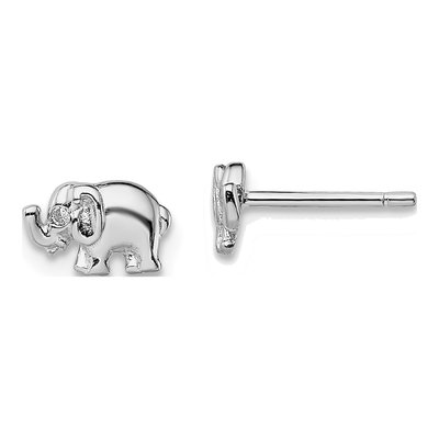 Sterling Silver CZ Elephant Stud Earrings