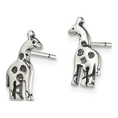 Sterling Silver Antiqued Giraffe Stud Earrings – view 3