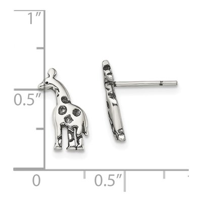 Sterling Silver Antiqued Giraffe Stud Earrings – view 5