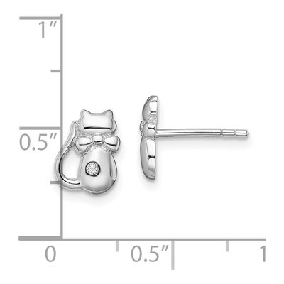 Sterling Silver CZ Cat Stud Earrings – view 5