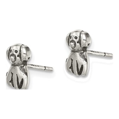 Sterling Silver Antiqued Dog Stud Earrings – view 3
