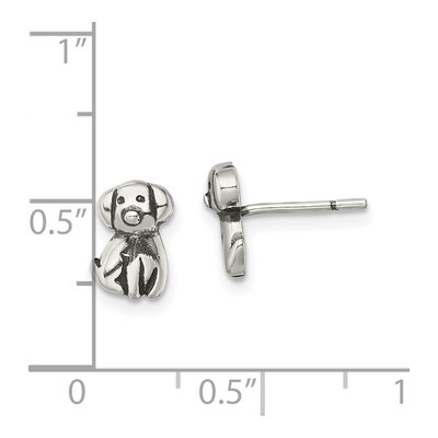 Sterling Silver Antiqued Dog Stud Earrings – view 5