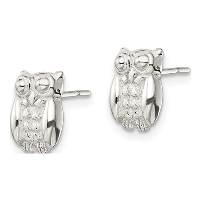 Sterling Silver Owl Stud Earrings – view 3