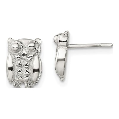 Sterling Silver Owl Stud Earrings