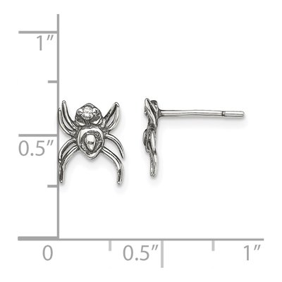 Sterling Silver CZ Antiqued Spider Stud Earrings – view 5
