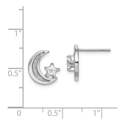 Sterling Silver CZ Moon Star Stud Earrings – view 5