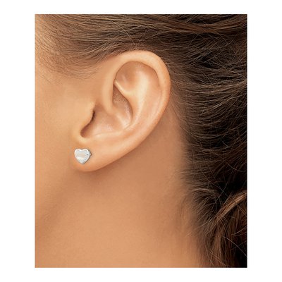 Sterling Silver Mother of Pearl Heart Stud Earrings – view 3