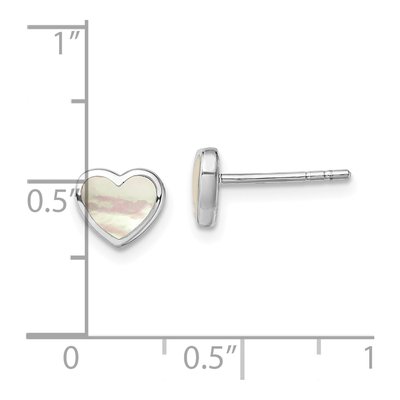 Sterling Silver Mother of Pearl Heart Stud Earrings – view 4