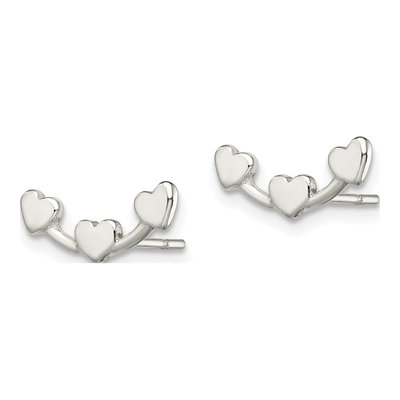 Sterling Silver 3-Heart Stud Earrings – view 3