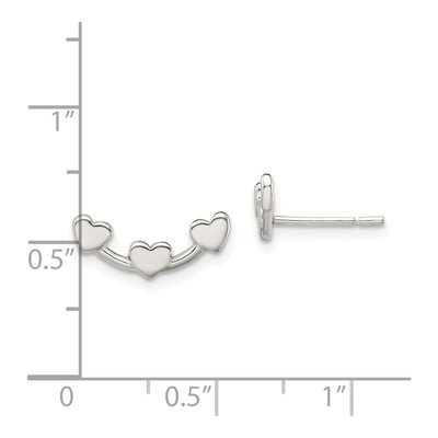 Sterling Silver 3-Heart Stud Earrings – view 5