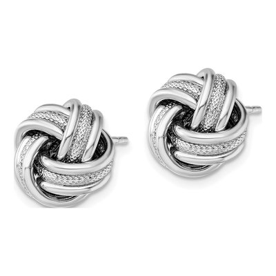 Sterling Silver Love Knot Stud Earrings – view 3