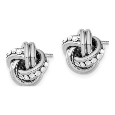 Sterling Silver Crystal Love Knot Stud Earrings – view 3