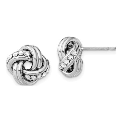 Sterling Silver Crystal Love Knot Stud Earrings