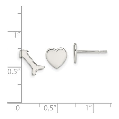 Sterling Silver Heart Arrow Stud Earrings – view 5