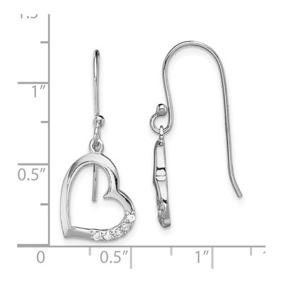 Sterling Silver CZ Heart Dangle Earrings – view 5