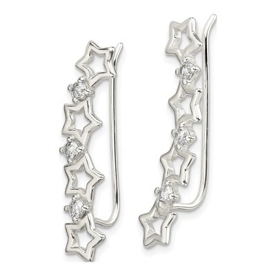 Sterling Silver CZ Star Ear Climber Threader Earrings – view 3