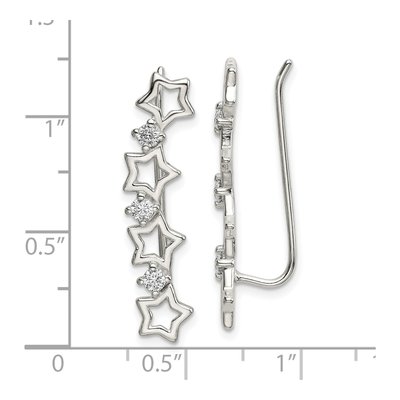 Sterling Silver CZ Star Ear Climber Threader Earrings – view 5