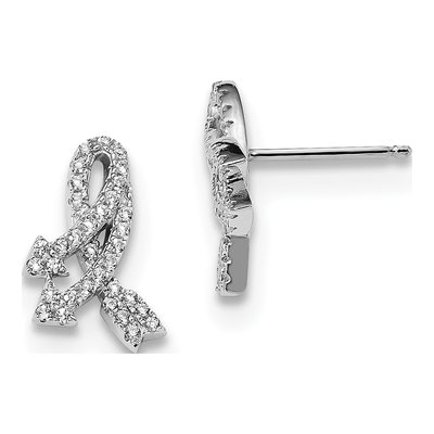 Sterling Silver CZ Button Stud Earrings