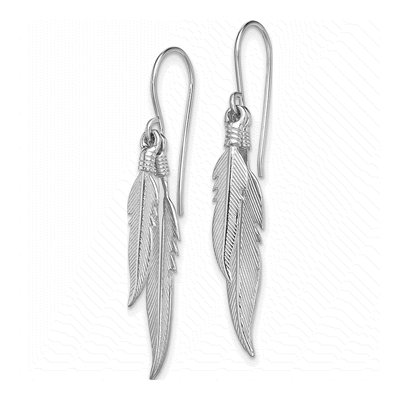 Sterling Silver Feather Dangle Earrings – view 3