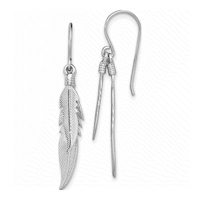 Sterling Silver Feather Dangle Earrings
