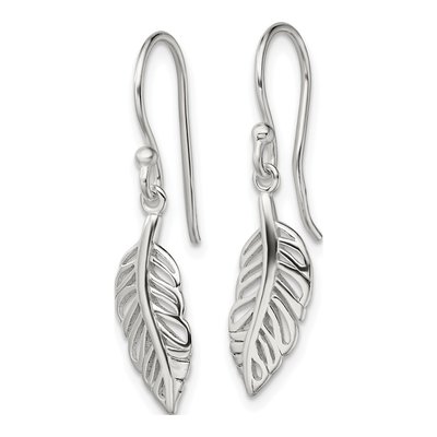 Sterling Silver Leaf Dangle Earrings – view 3