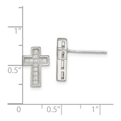 Sterling Silver Round CZ Cross Stud Earrings – view 5