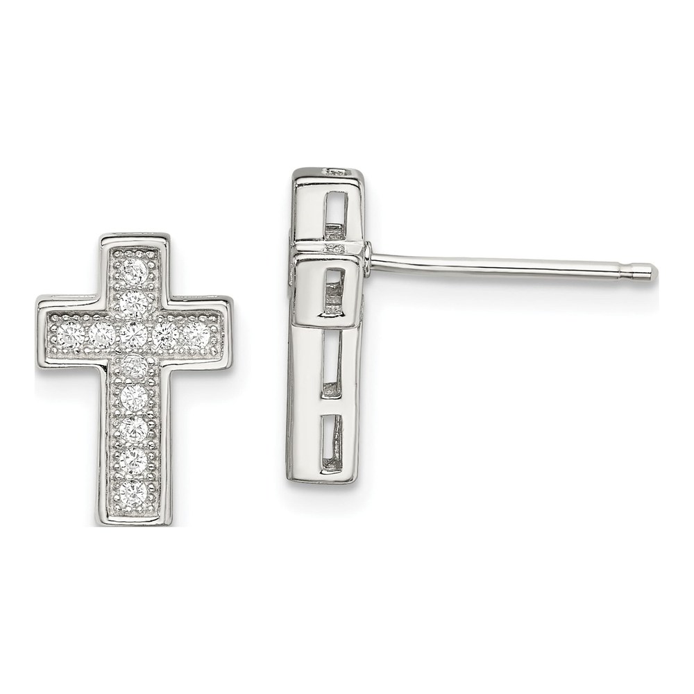 Sterling Silver CZ Cross Post Earrings