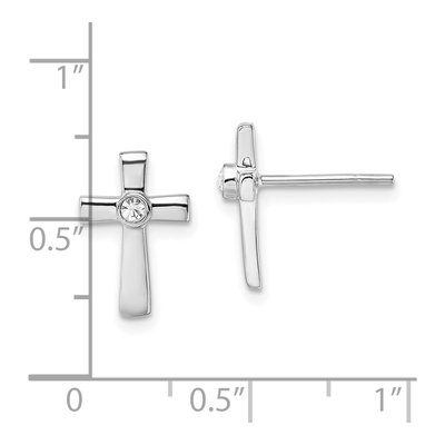 Sterling Silver Round CZ Cross Stud Earrings – view 5